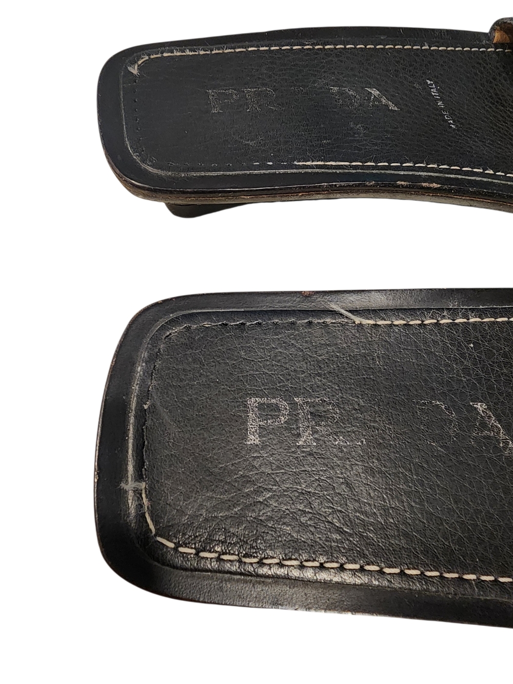 Prada Black Leather Square-Toe Slide Sandals - Picture 6 of 13